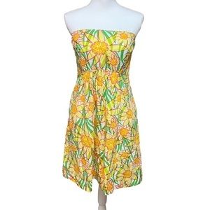 Lilly Pulitzer Sunflower Print Strapless Dress‎